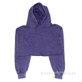 Cotton Aqua Mineral Wash Top Top Women Hoodie